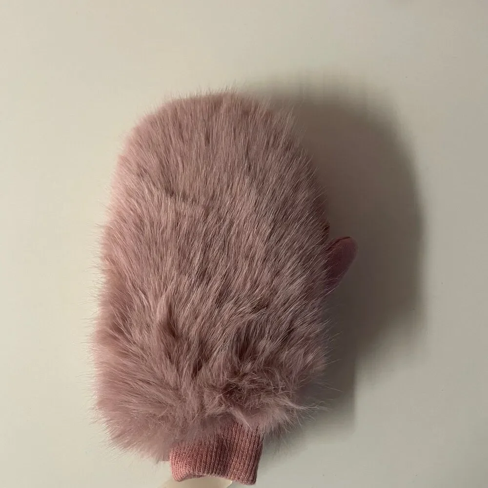 Francesca’s Collections Pink Fuzzy Faux Fur Winter Gloves NWT